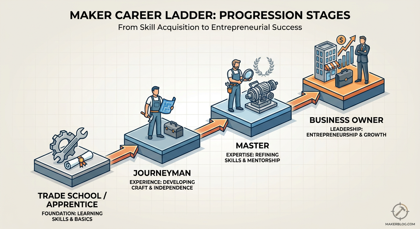 Career progression path from Vocational Student to Master Plumber/Contractor