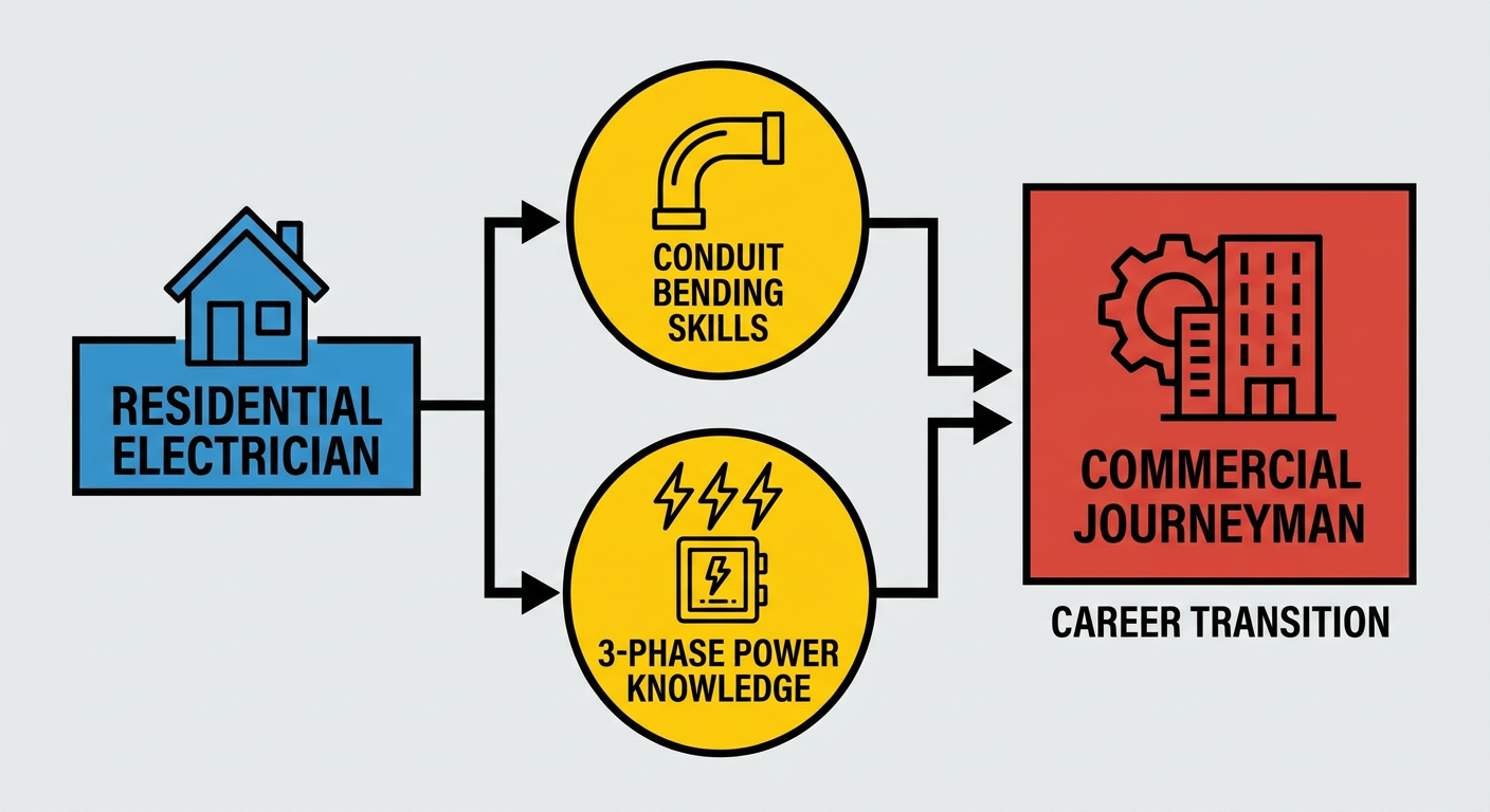Career progression path from Residential Apprentice to Commercial Journeyman