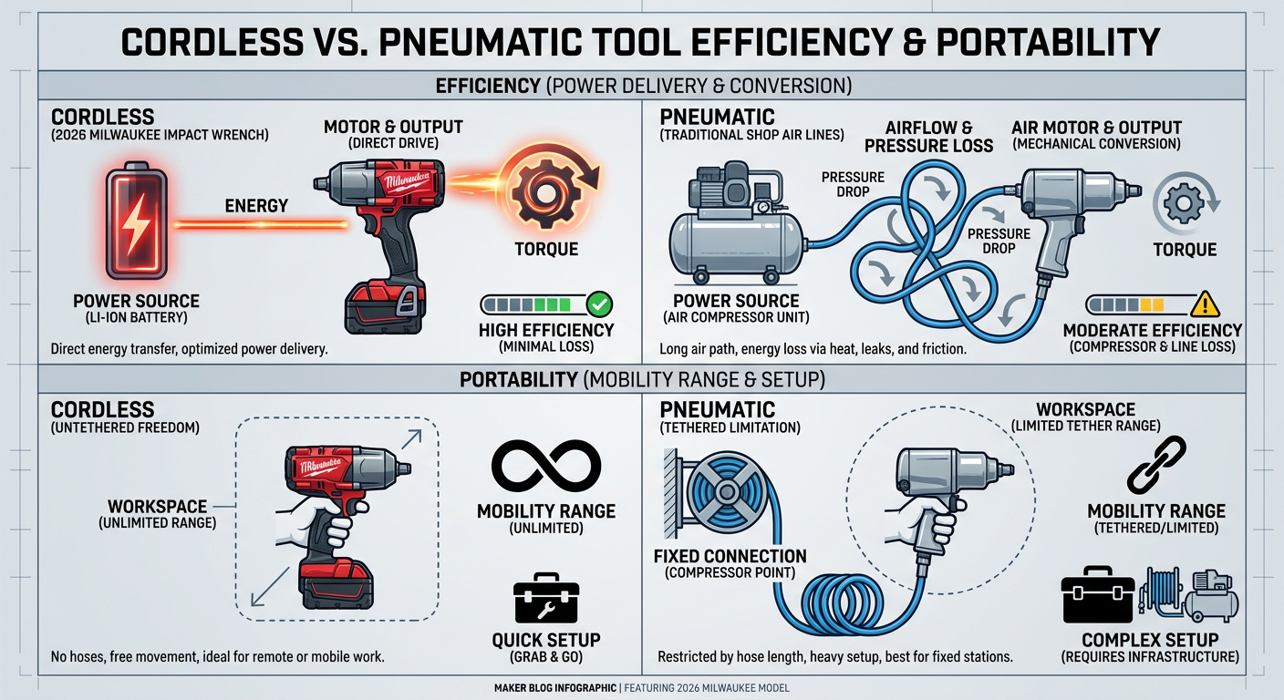 Comparison of Cordless vs Pneumatic Tool Efficiency and Portability