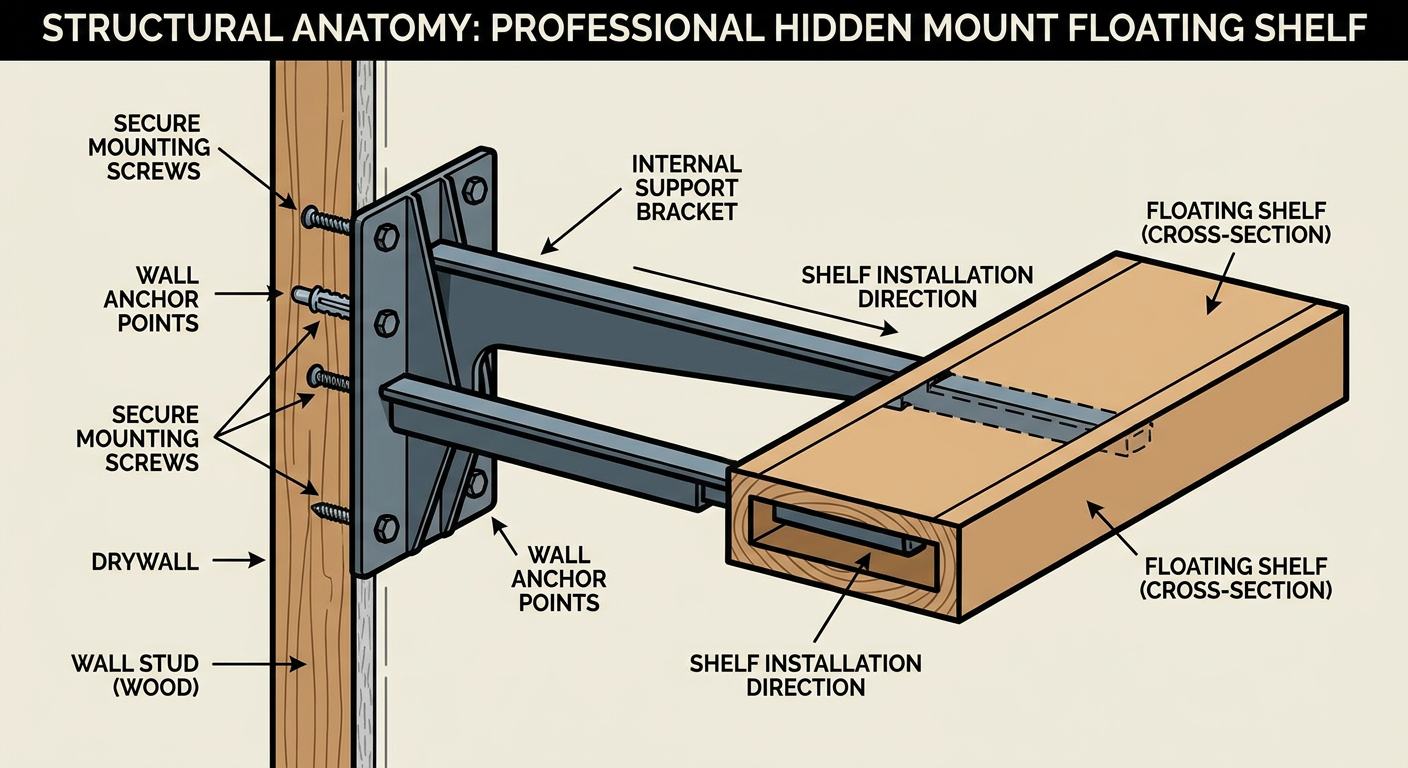 Structural Anatomy of a Professional Hidden Mount Floating Shelf
