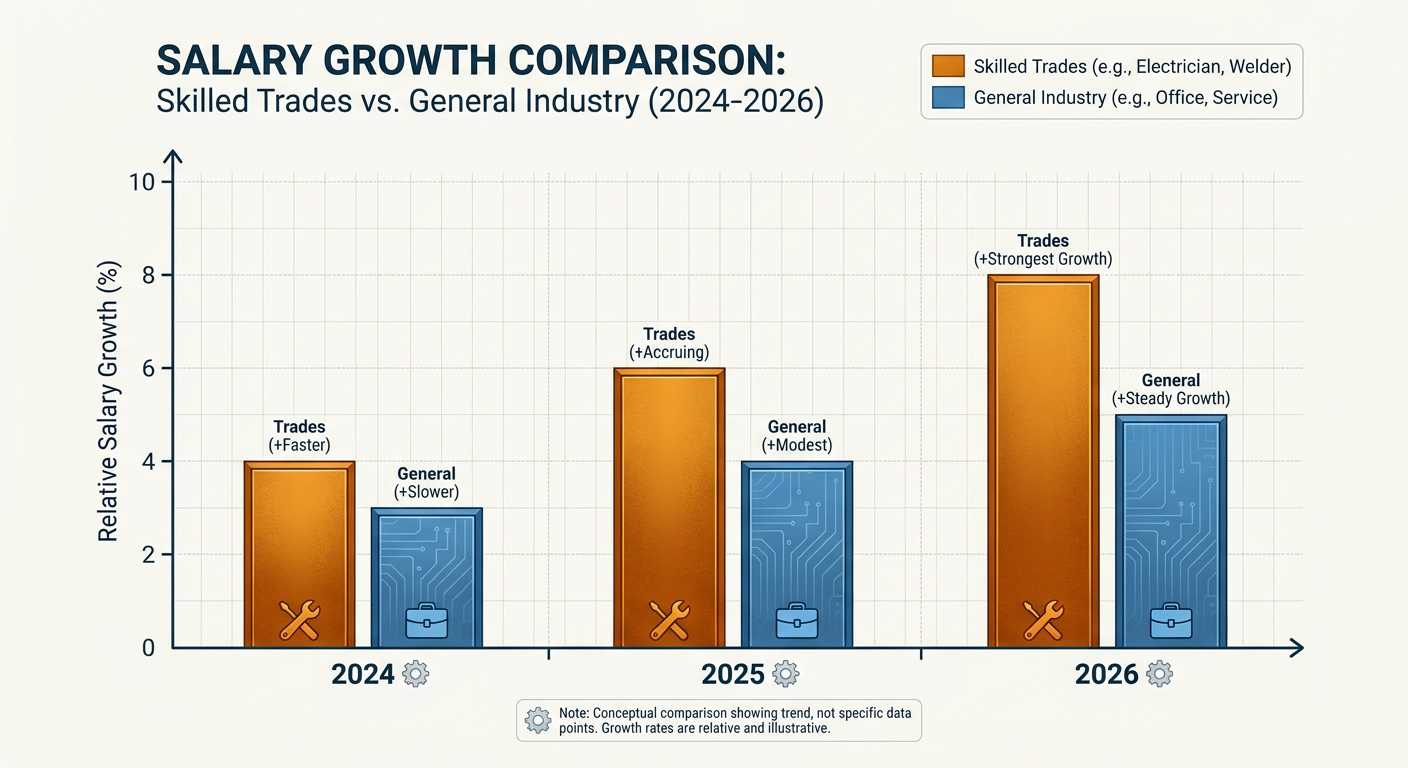 Salary Growth Comparison: Skilled Trades vs. General Industry (2024-2026)