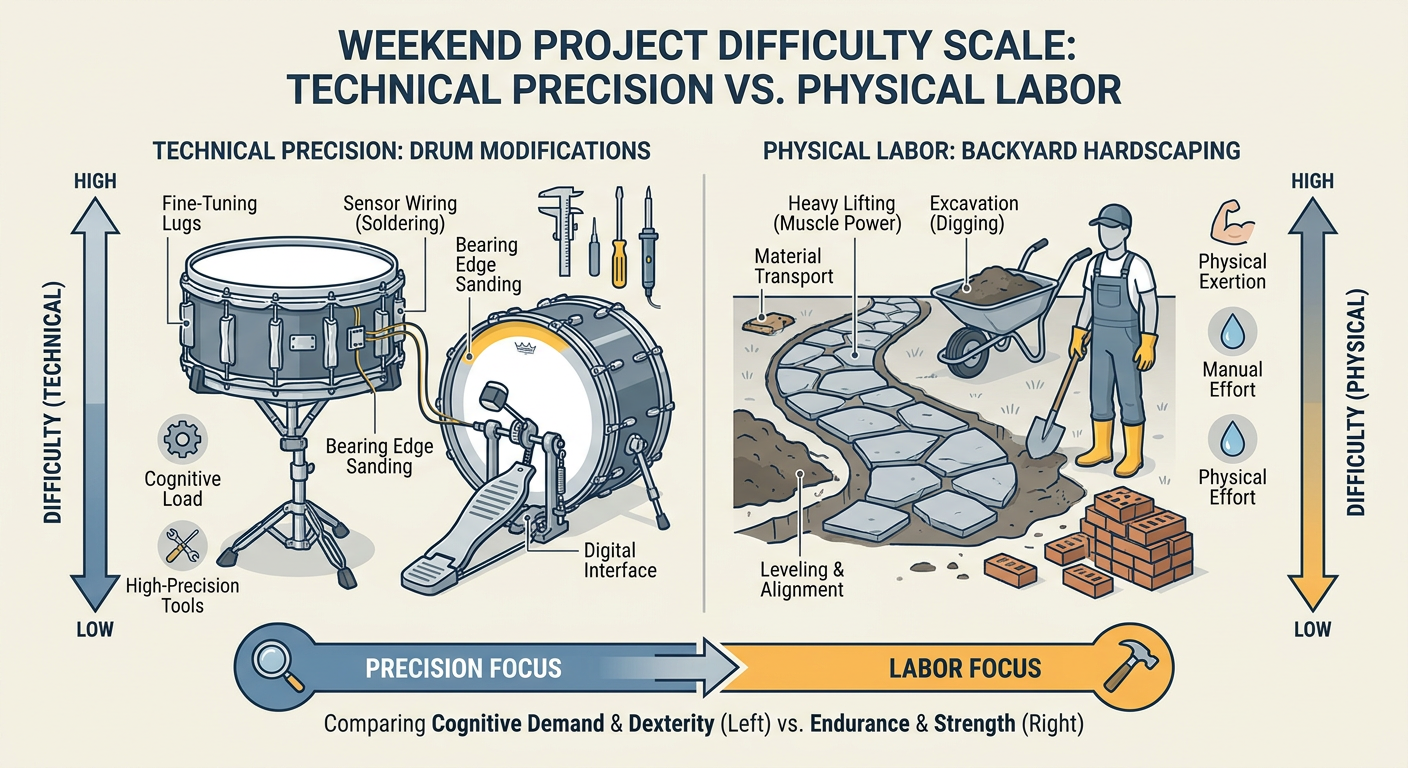 Weekend Project Difficulty Scale: Custom Drum Mods vs. Backyard Hardscaping