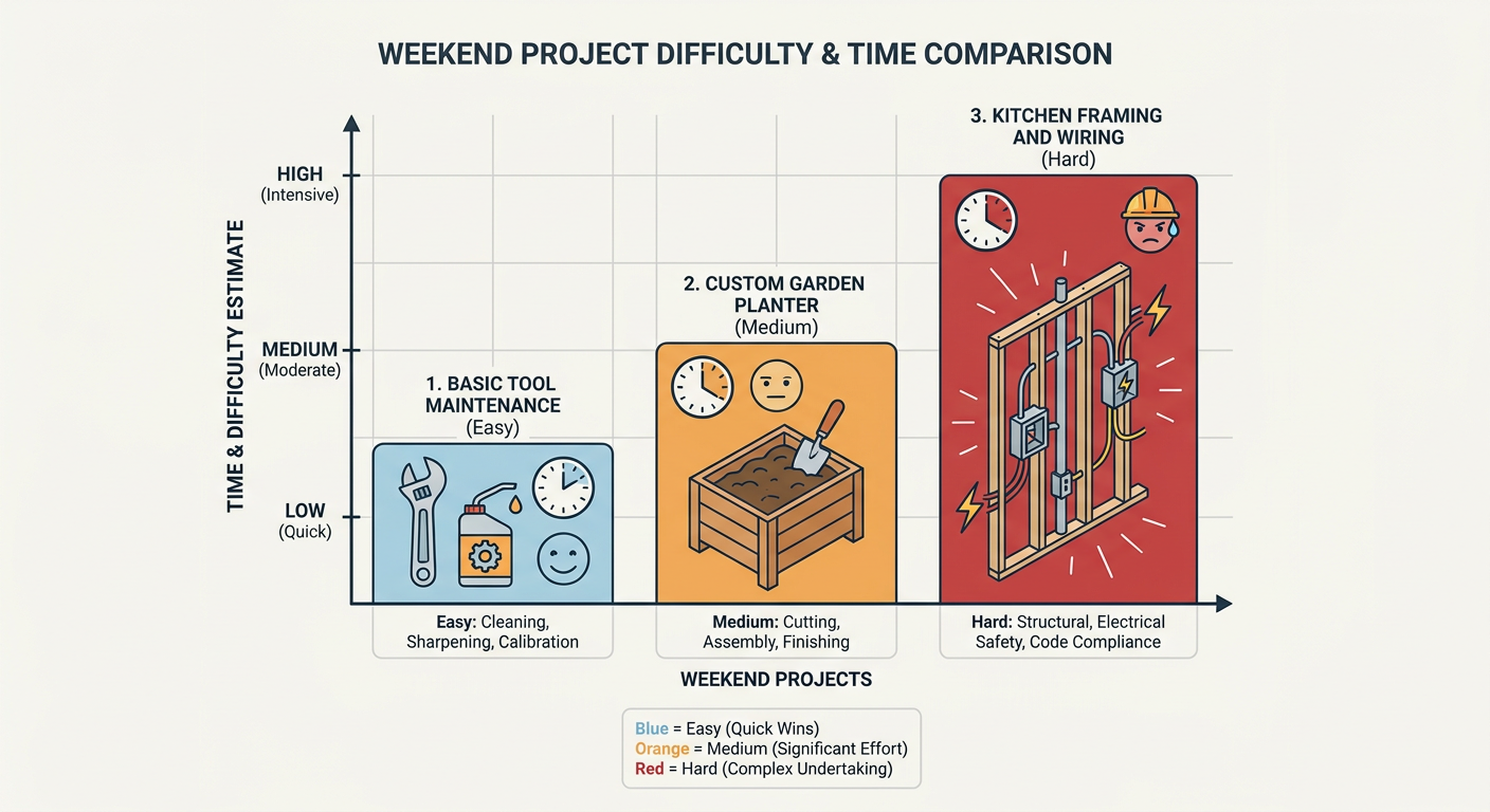 Weekend Project Difficulty Scale - From Basic Repairs to Full Kitchen Framing