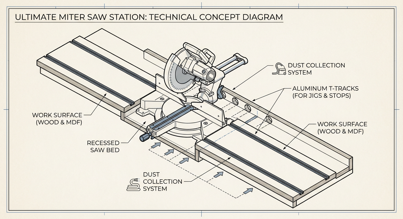 Anatomical layout of a high-efficiency DIY miter station