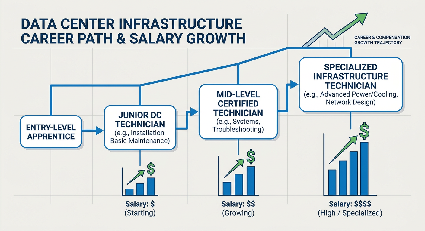 Career progression path from apprentice to data center specialist