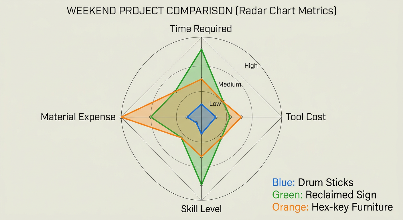 Weekend project difficulty comparison: Lathe work vs. CNC Routing vs. Furniture Assembly
