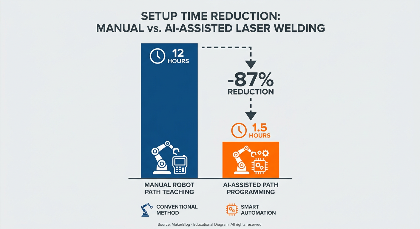 Comparison of manual laser welding vs. AI-powered robotic welding programming speed
