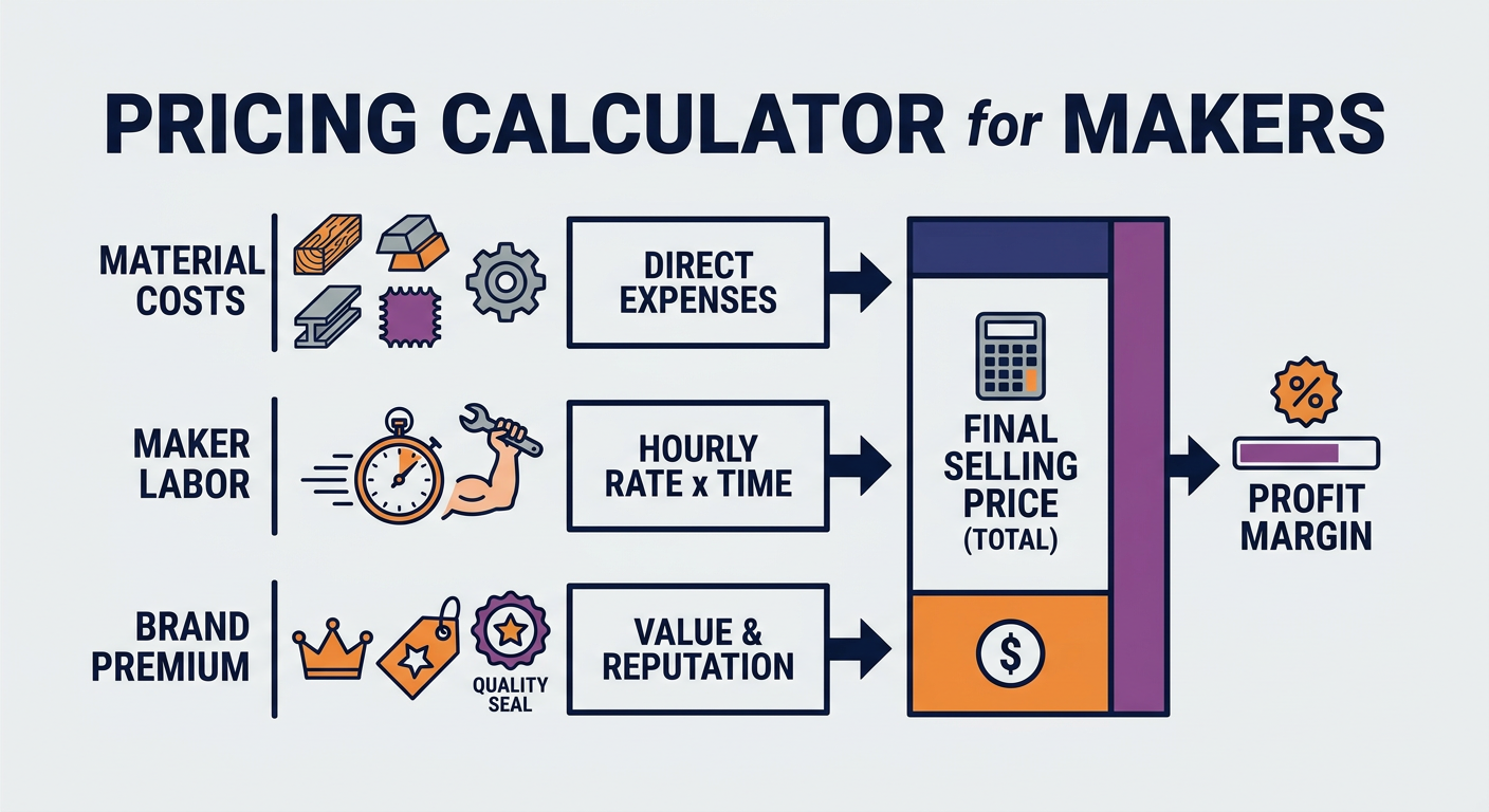Pricing formula for handmade goods: Materials + Labor + Overhead + Profit Margin