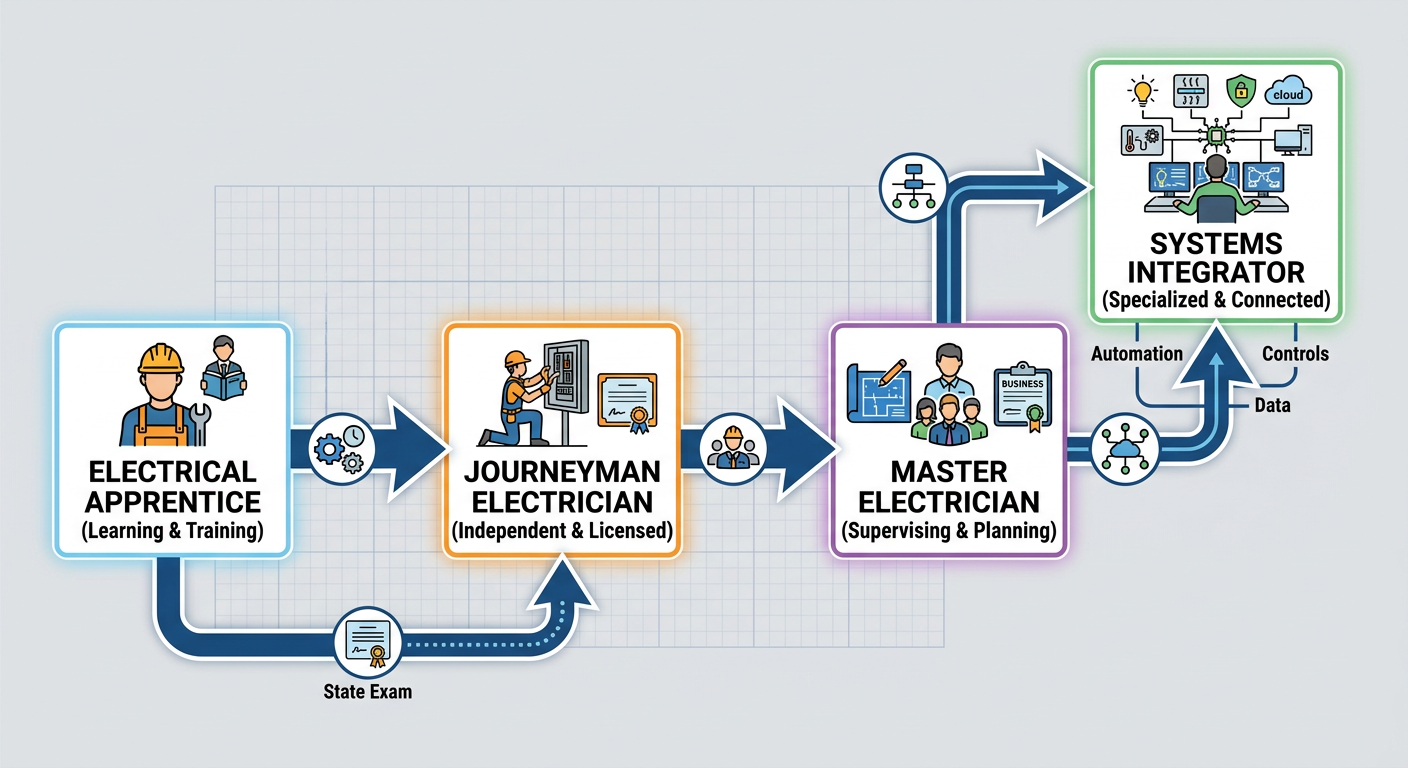 Career progression from Apprentice to Journeyman to Systems Integrator