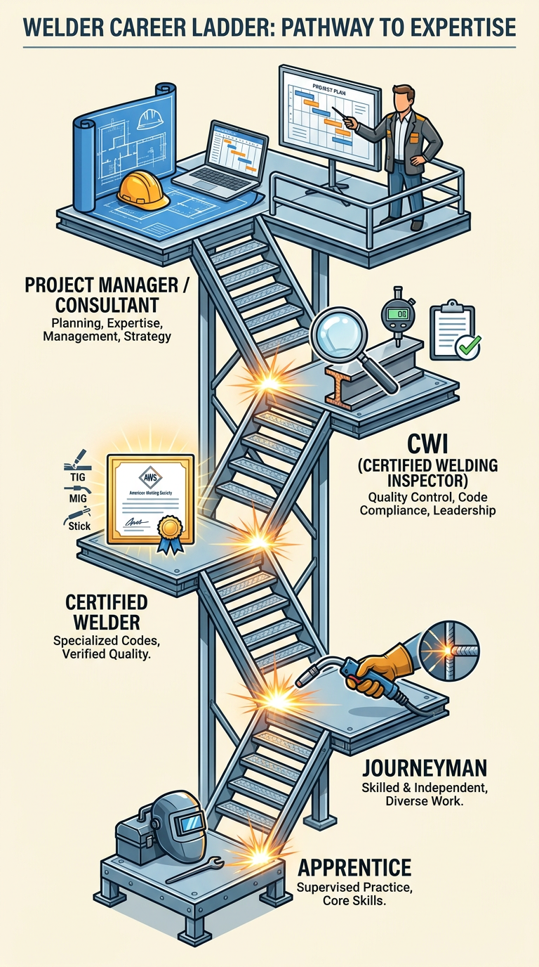 The Welding Career Ladder - Apprentice to CWI and Project Manager