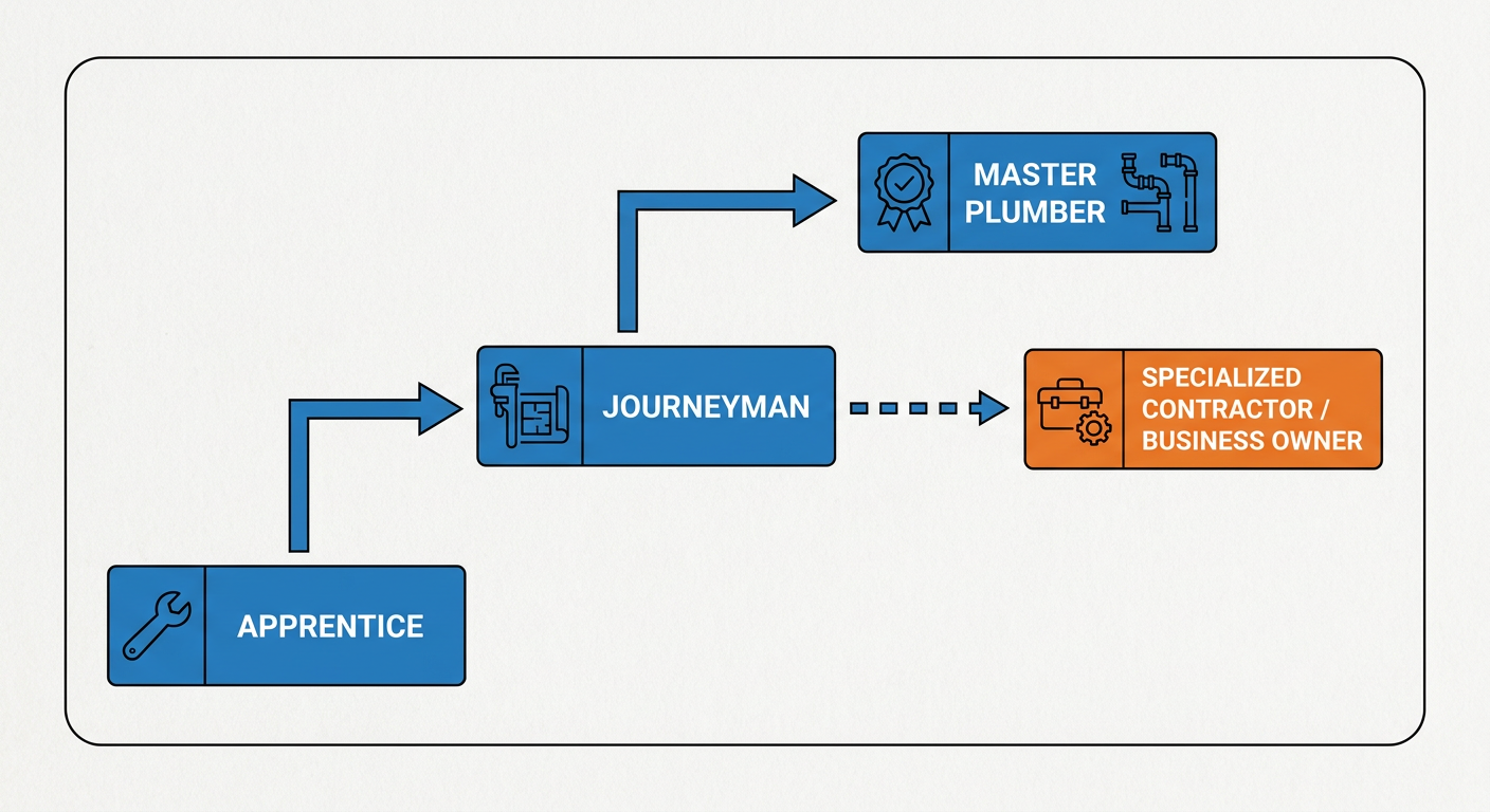 Career progression path from Apprentice to Master Plumber/Business Owner