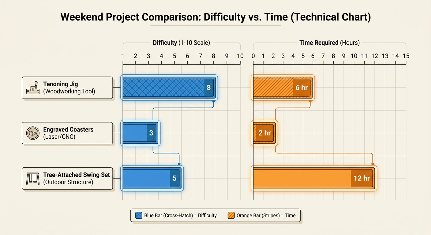 Weekend project difficulty and time commitment comparison