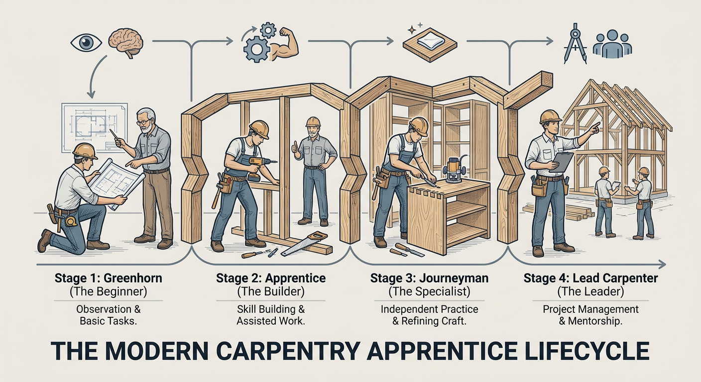 The 4-Stage Lifecycle of a Modern Carpentry Apprentice