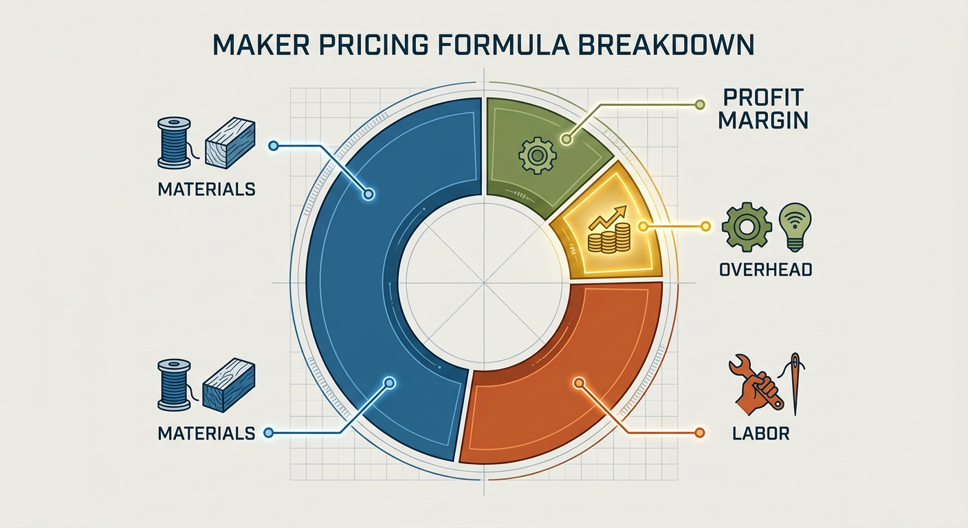 Breakdown of a profitable pricing formula for handmade goods