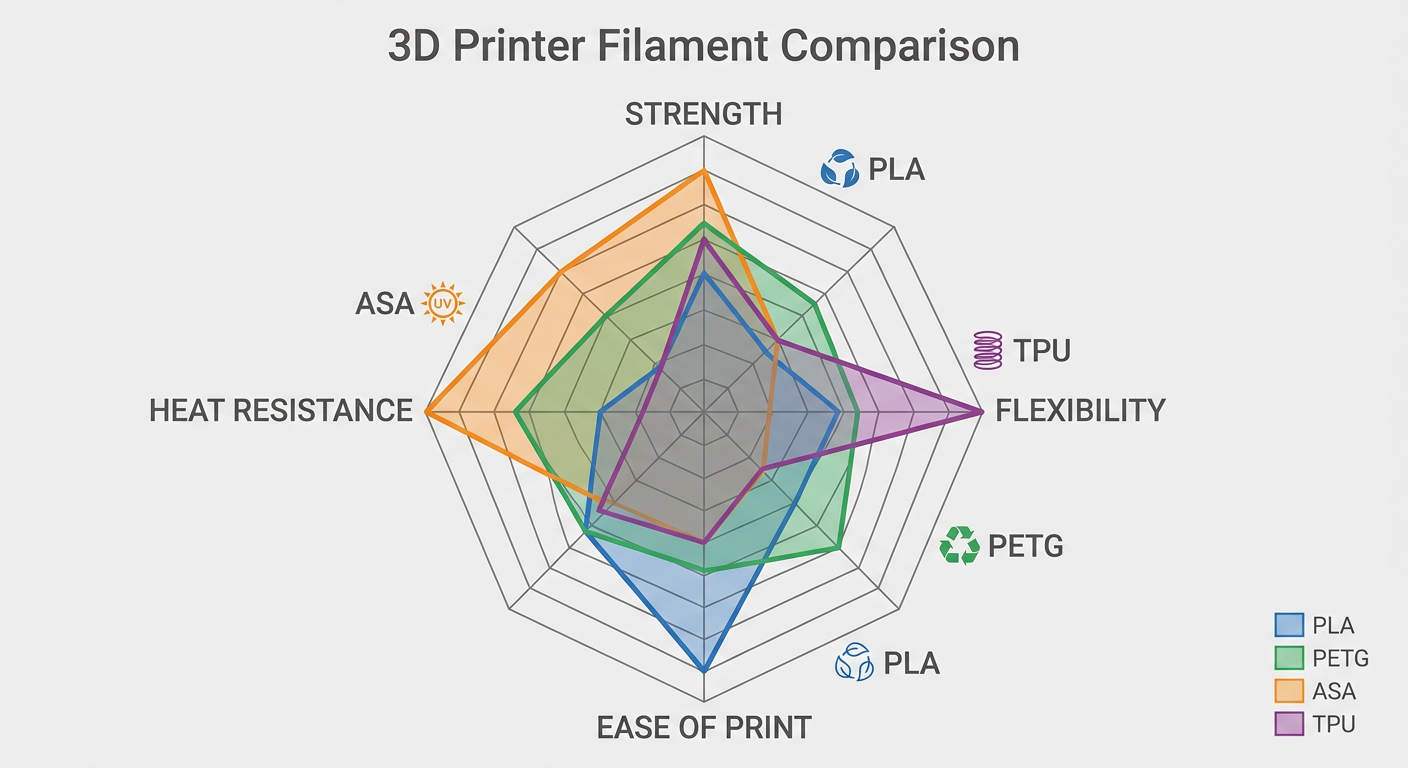 3D Printer Filament Types: Strength vs. Ease of Use Comparison