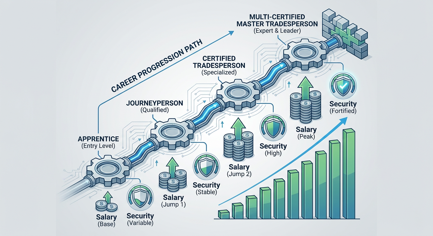 Career progression path from apprentice to multi-certified master tradesperson