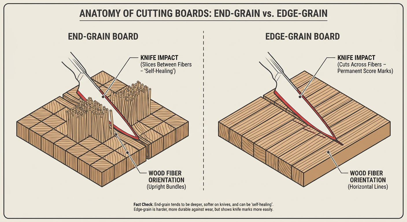 Anatomy of an end-grain vs. edge-grain cutting board and why it matters for knife longevity