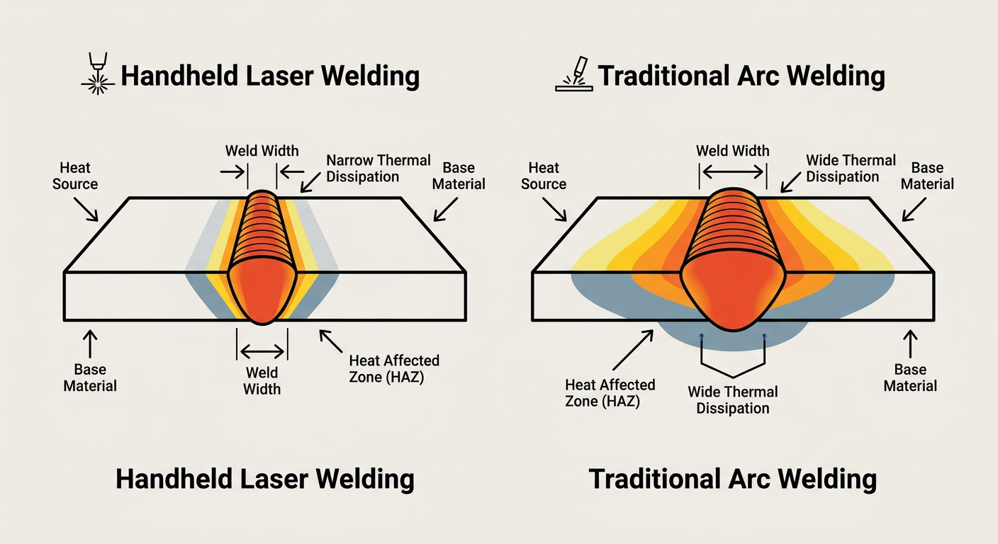 Comparison of Handheld Laser Welding vs. Traditional Arc Welding heat zones