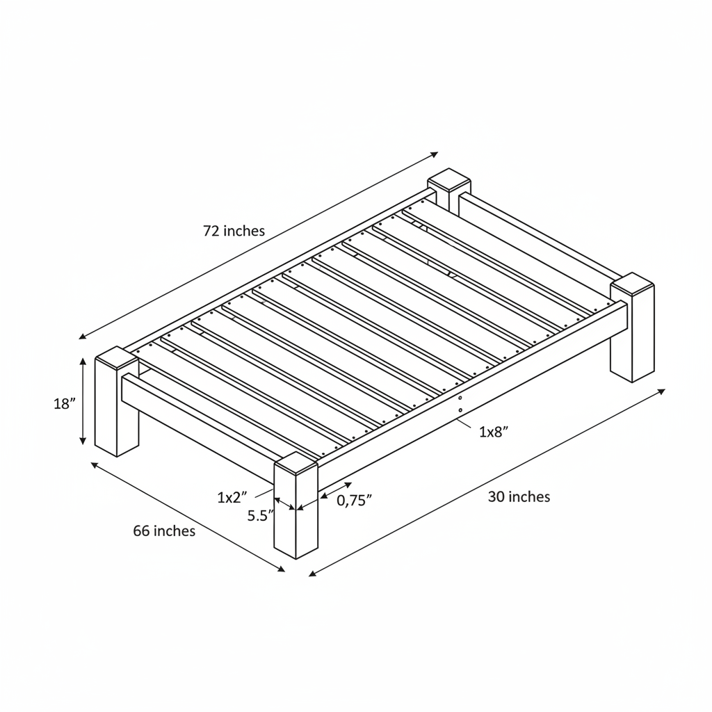 Simple flat sunbed made from 2x4 frame, 6x6 legs and 1x8 slats