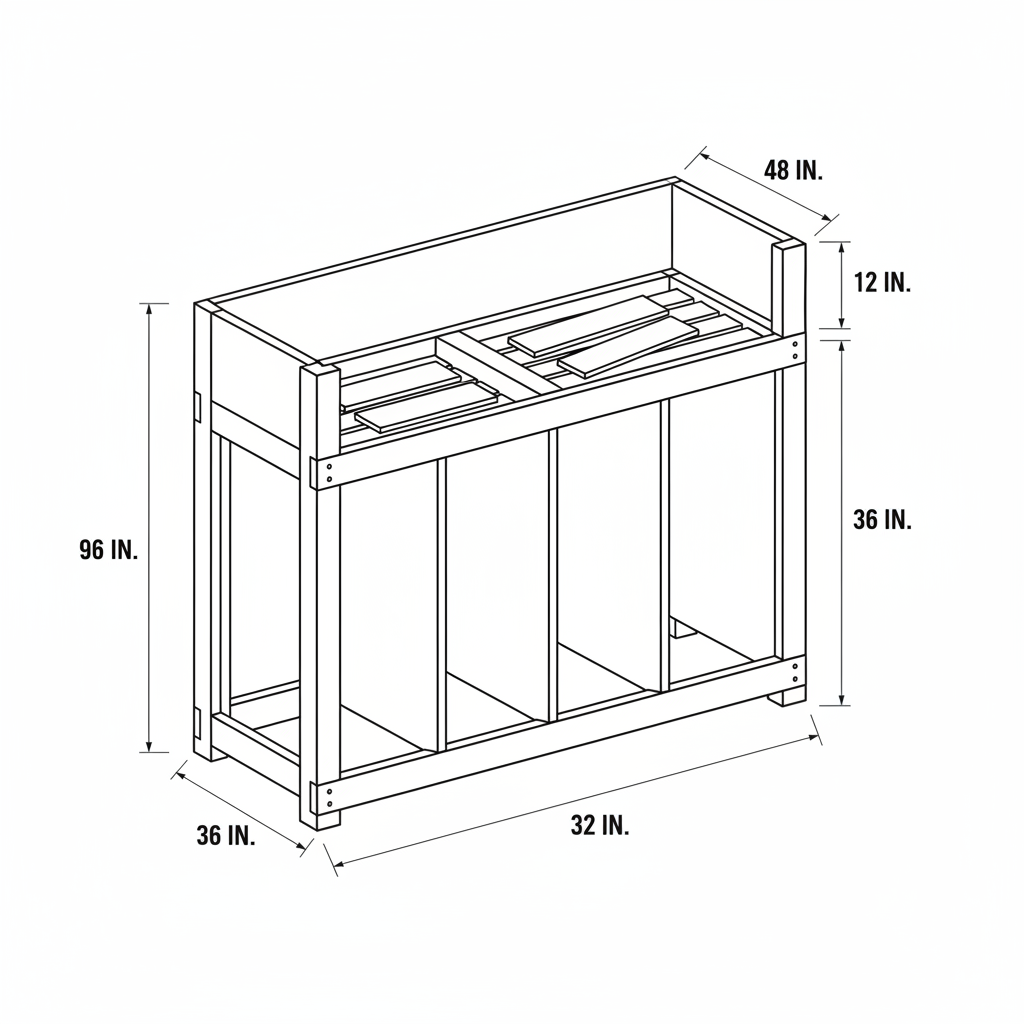 Storage rack for sheet goods and scrap construction wood