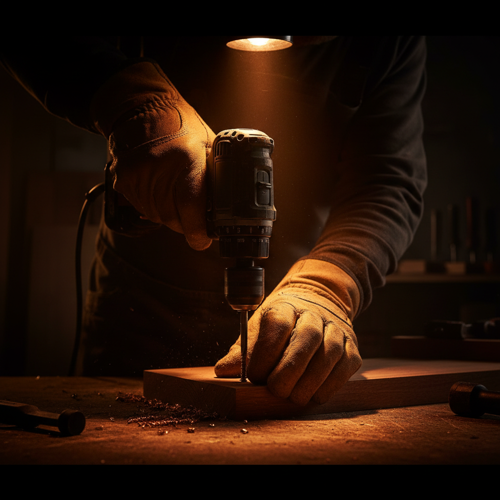 Driving wood screws with counter sink technique.
