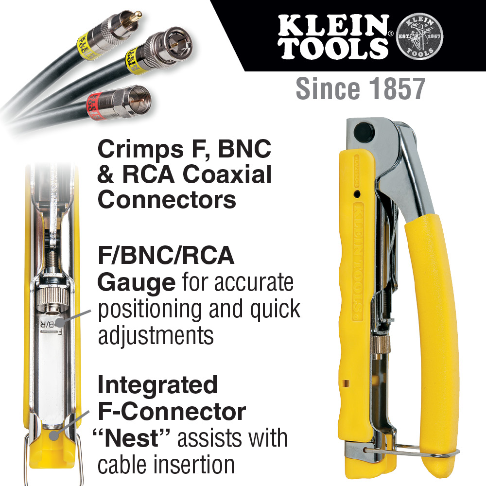 Coaxial Compression/Crimping Tool for F-Connectors