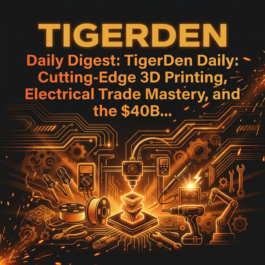 Daily Digest: TigerDen Daily: Cutting-Edge 3D Printing, Electrical Trade Mastery, and the $40B...
